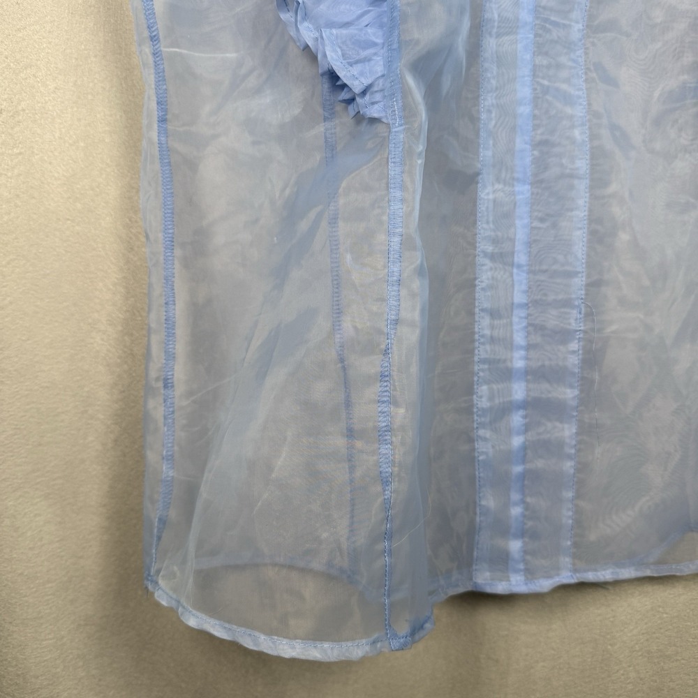 Sheer Ruffle Top Coquette Regency Fairy Romantic Knife Pleats Light Blue Sz XL - Picture 8 of 11